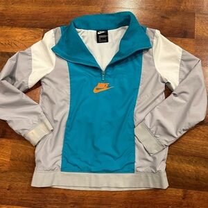Boy's Youth Nike Standard Fit 1/4 Zip Mesh Lined Windbreaker Jacket Large Girls